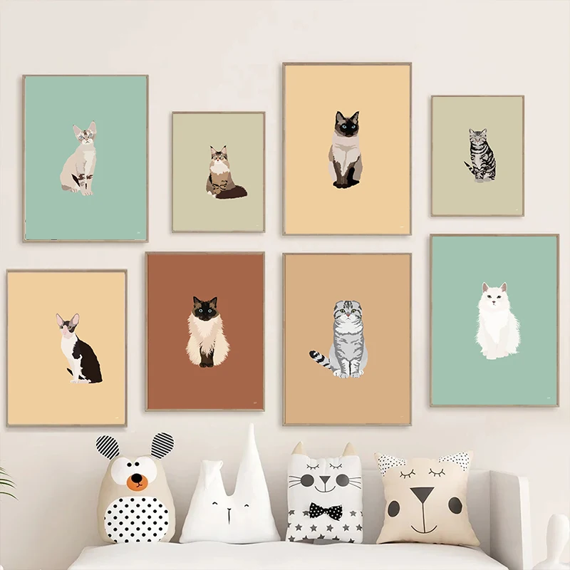 Home Decor Minimal - 귀여운 샴 고양이 스핑크스 스코틀랜드 접이식