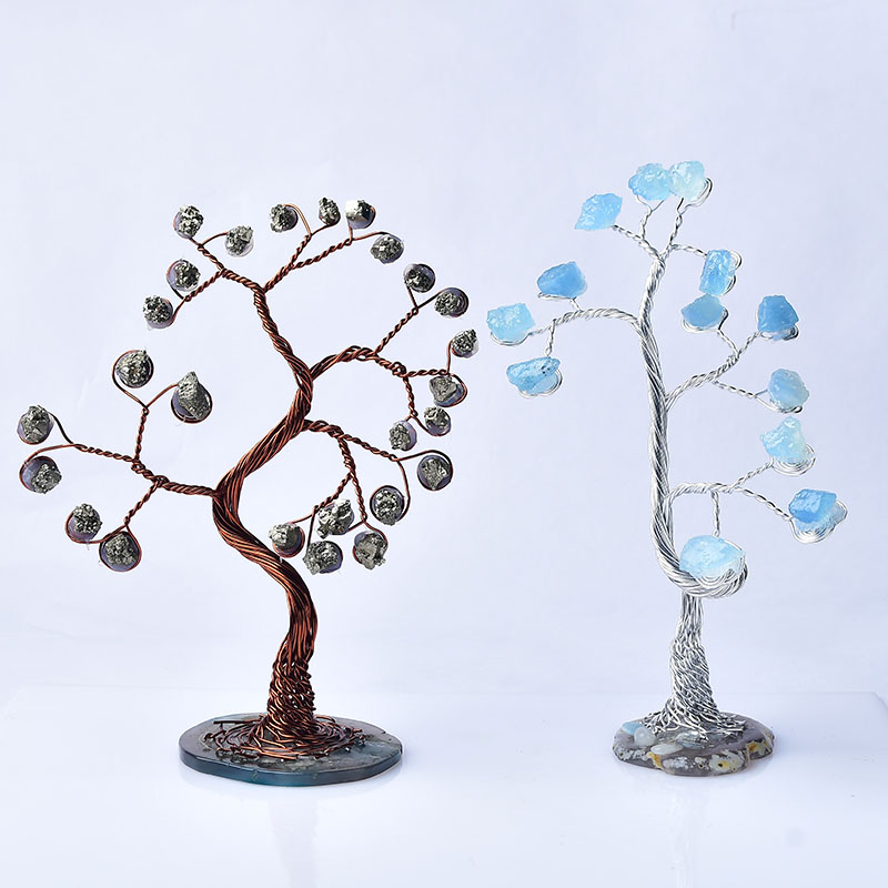 Home Decor Location - 천연 아쿠아 마린 황철석 생명의 나무