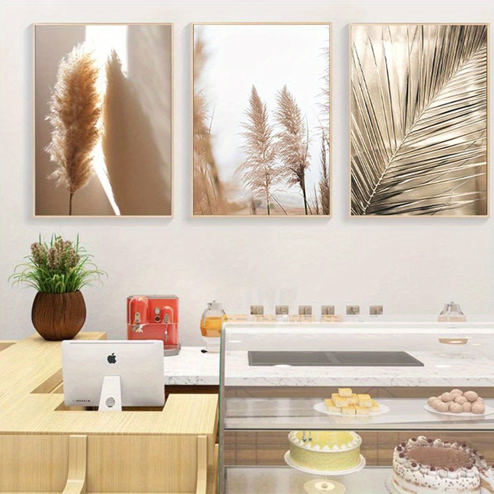 Pampas Grass Decor - 2D 플랫 3피스 무프레임 세트 프리미엄