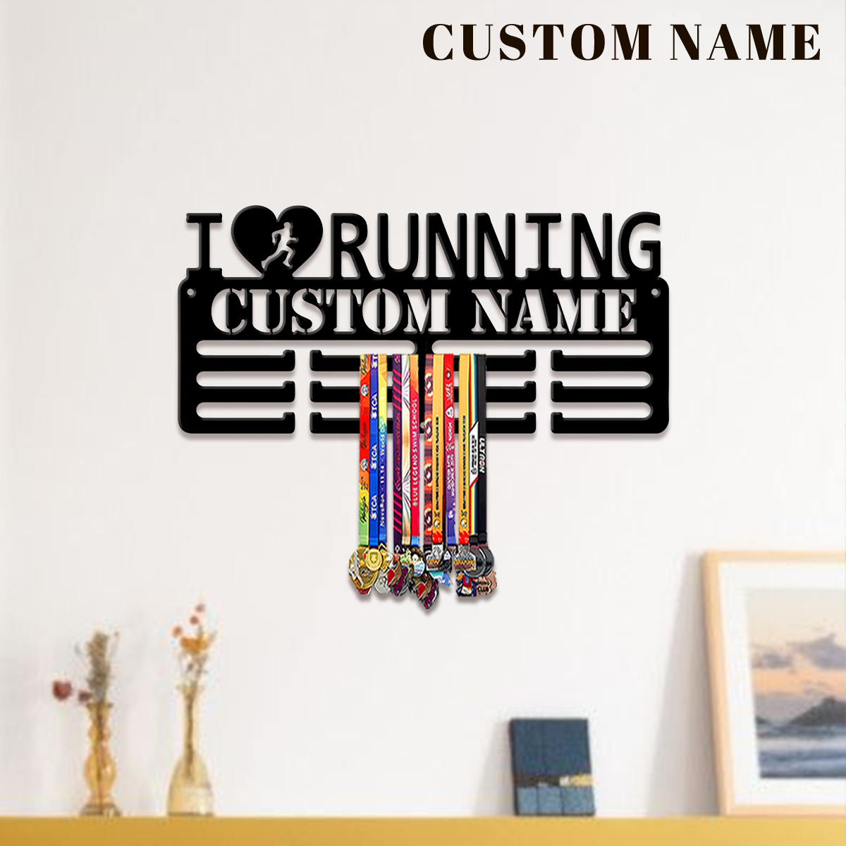 Home Decor Zone - 맞춤형 I Love Running 금속 메달