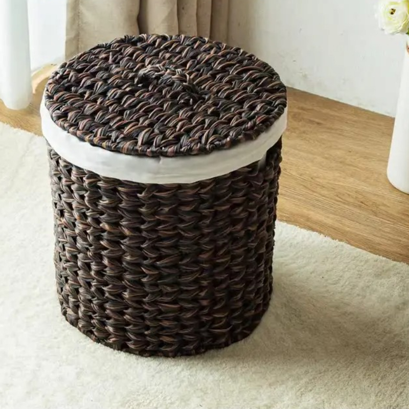 욕실용 라인드 커피 브라운 수납함 ‌   고급 유럽식  - Rattan Plant Basket 리뷰 및 가격