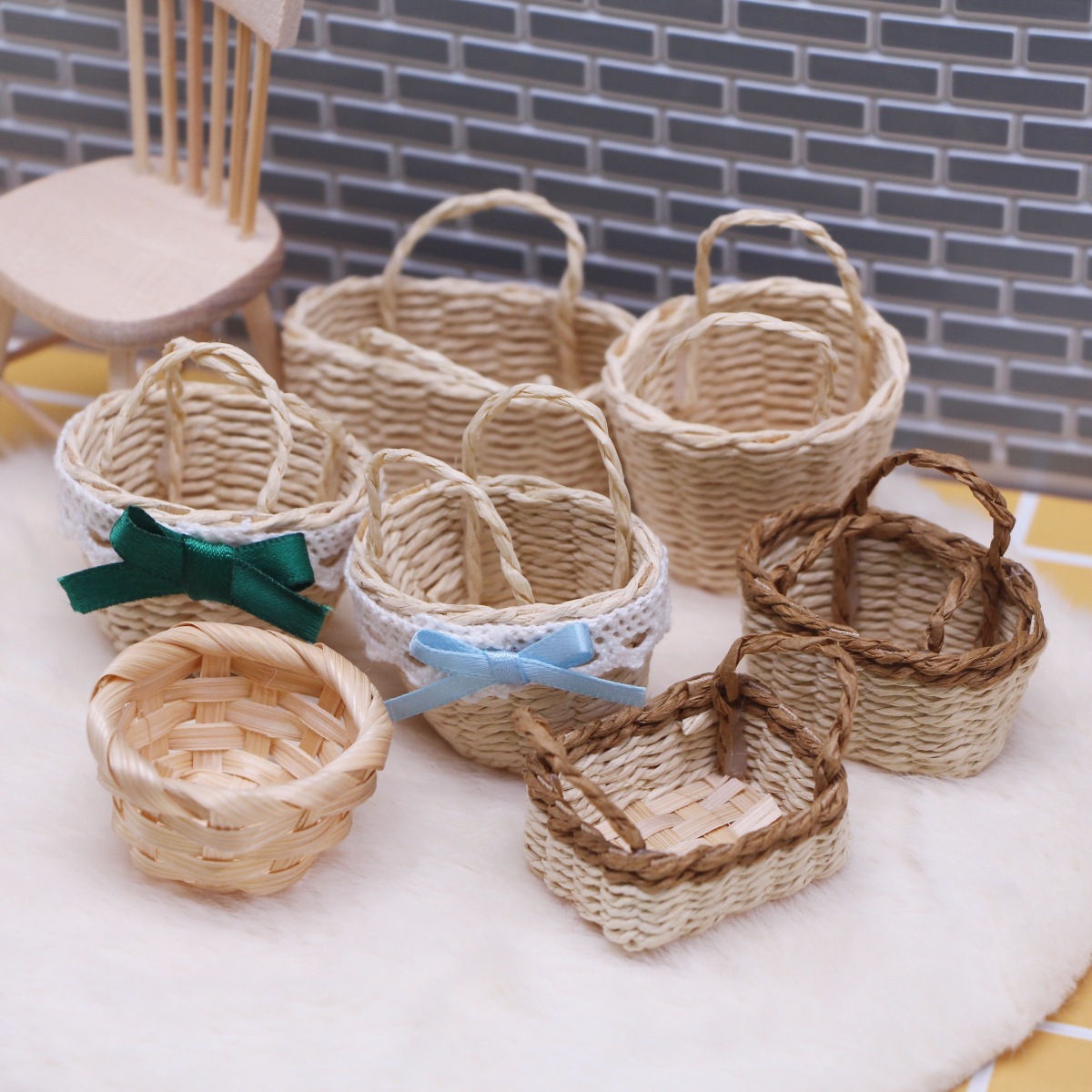 1Pc 인형 집 손으로 짠 Lafite 잔디 휴대용 바 - Rattan Plant Basket 리뷰 및 가격