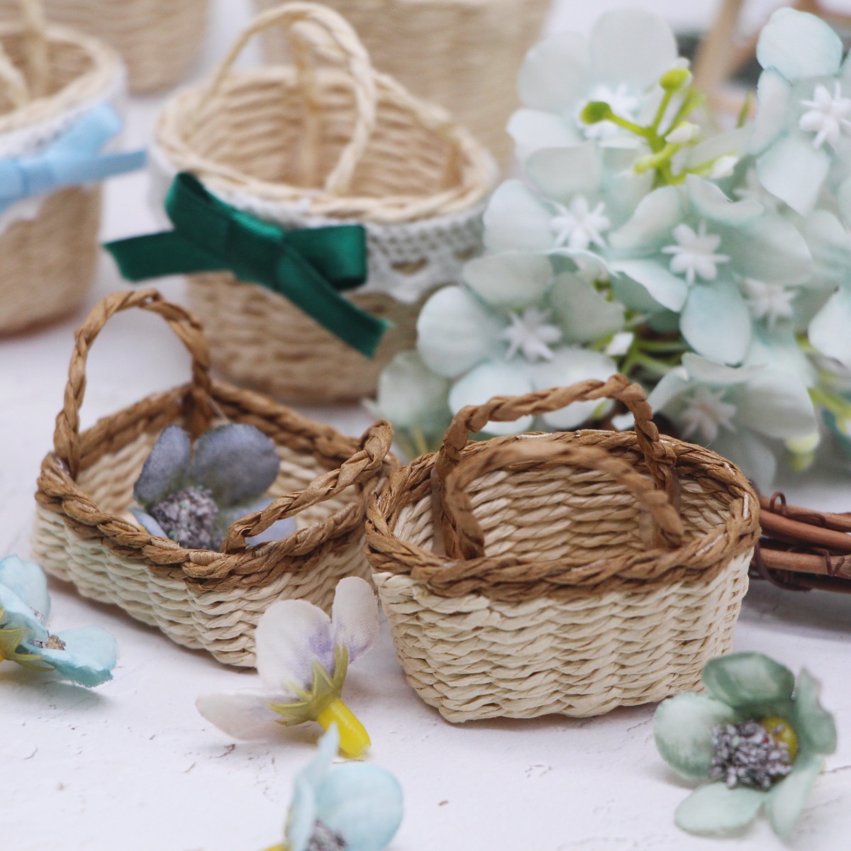 1Pc 인형 집 손으로 짠 Lafite 잔디 휴대용 바 - Rattan Plant Basket 리뷰 및 가격