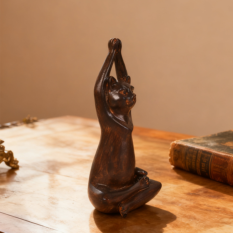 3개의 레진 요가 고양이 피규어: 레트로 청동 스타일의 - Home Decor Zen Style 리뷰 및 가격