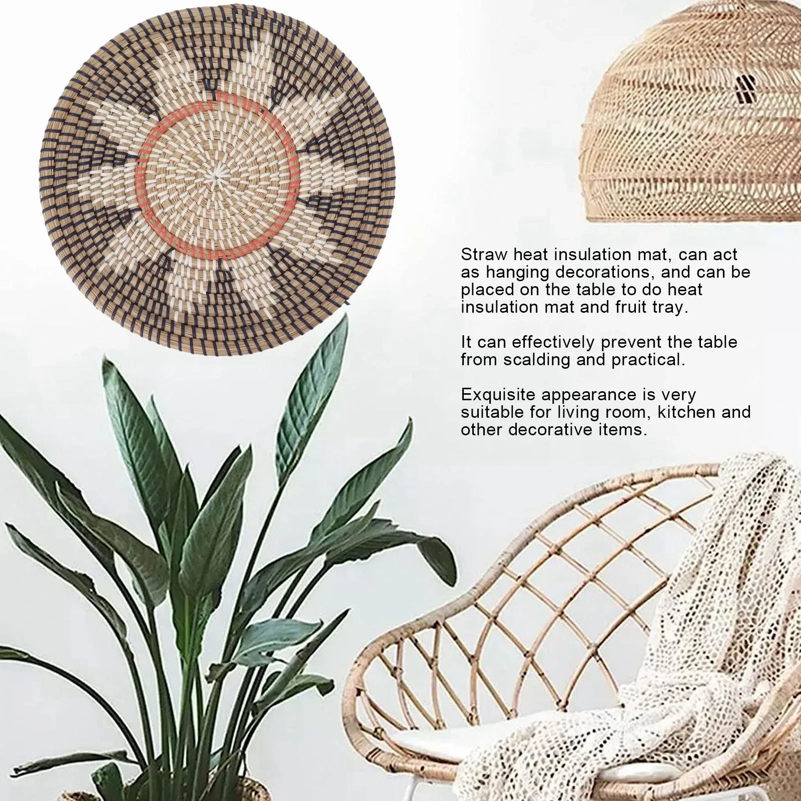 원형 풀벽 장식품 35cm 지름 손뜨개 걸이형 직조 벽 - Rattan Plant Basket 리뷰 및 가격