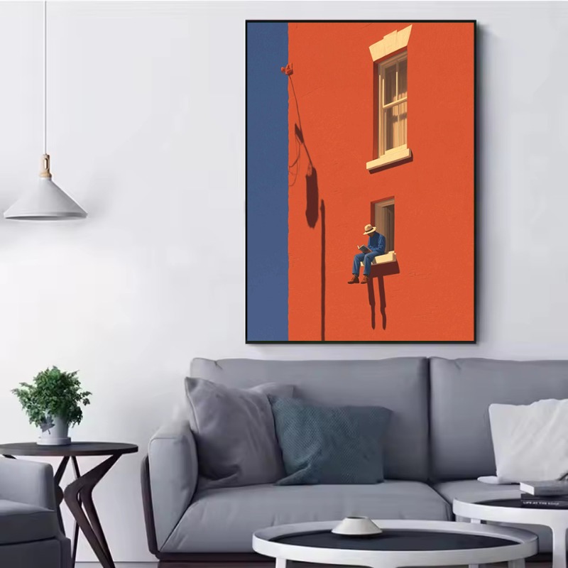 빈티지 미니멀리스트 추상 따뜻한 햇살 그림 독서하는 사 - Home Decor Minimal 리뷰 및 가격