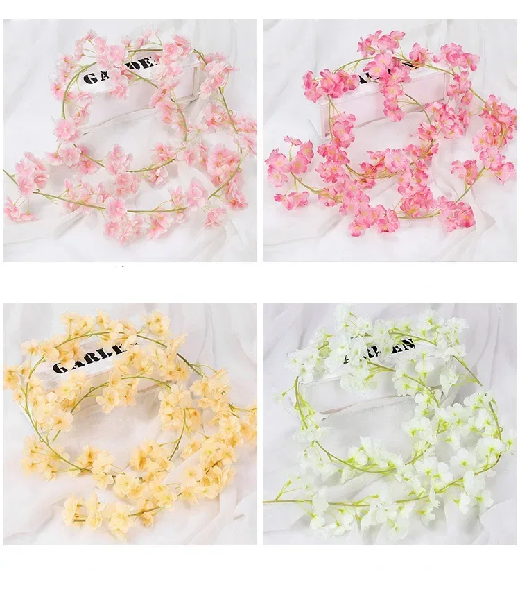135 꽃 머리 실크 인공 벚꽃 장미 덩굴 벽걸이 꽃  - Rattan Plant Basket 리뷰 및 가격