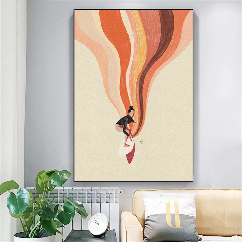 북유럽 미니멀리즘 예술 서핑 패들링 수영 바다 파도 인 - Home Decor Minimal 리뷰 및 가격