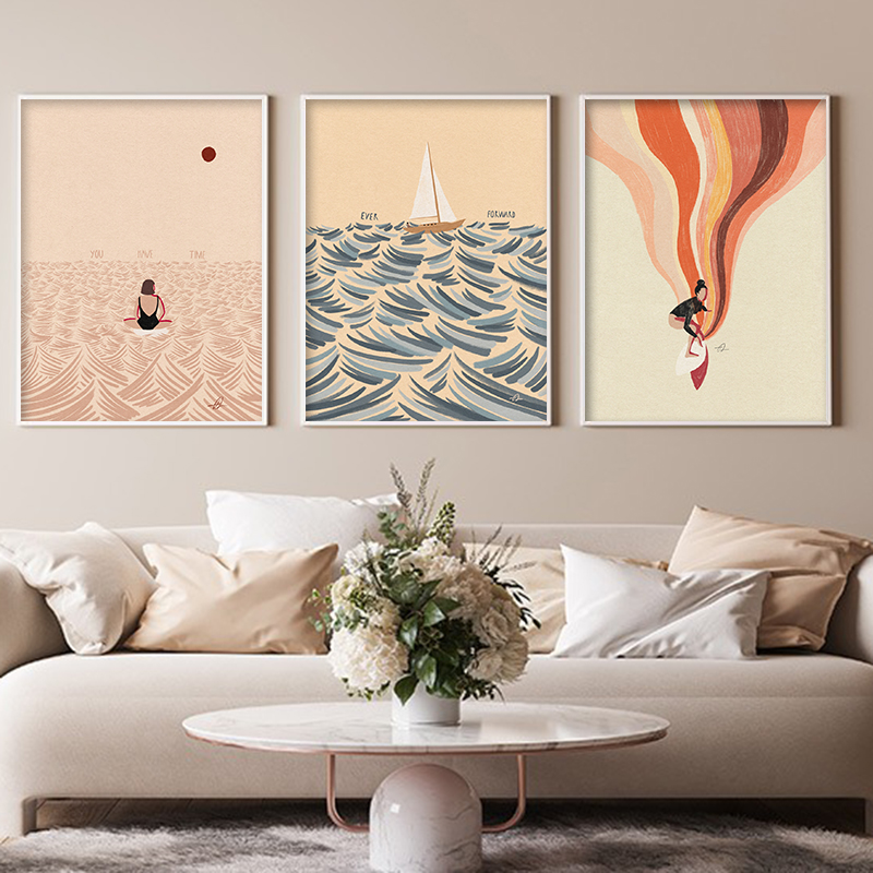 북유럽 미니멀리즘 예술 서핑 패들링 수영 바다 파도 인 - Home Decor Minimal 리뷰 및 가격
