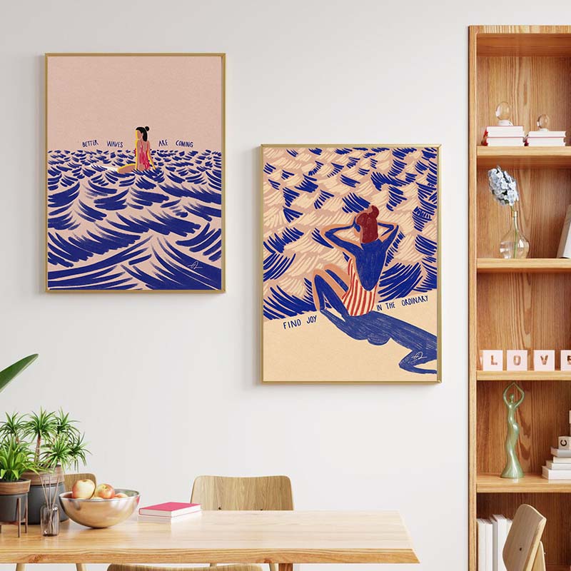 북유럽 미니멀리즘 예술 서핑 패들링 수영 바다 파도 인 - Home Decor Minimal 리뷰 및 가격
