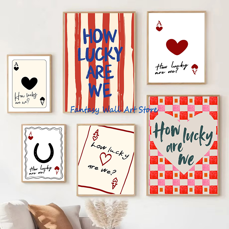 우리가 얼마나 행운인가 트렌디한 인용문 로맨틱 추상 포 - Home Decor How To 리뷰 및 가격