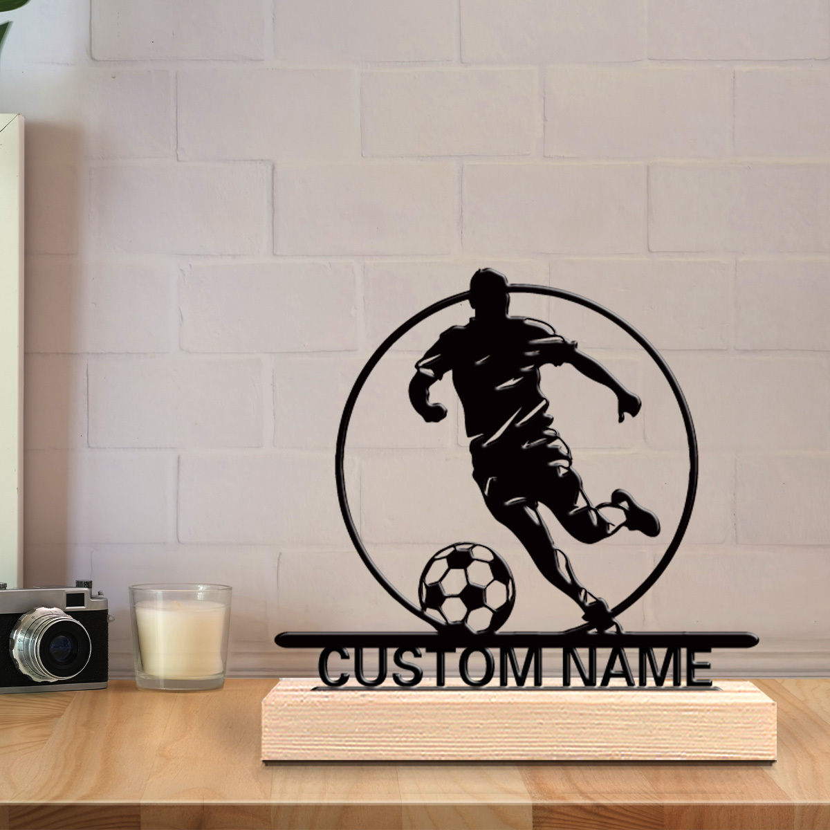 맞춤형 축구 선수 금속 조각상 (이름 포함), 나무 받 - Home Decor Zone 리뷰 및 가격