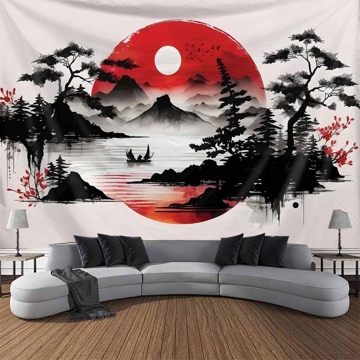 일본 산 풍경 태피스트리 벽화 아시아 선 스타일 태양  - Home Decor Zen Style 리뷰 및 가격
