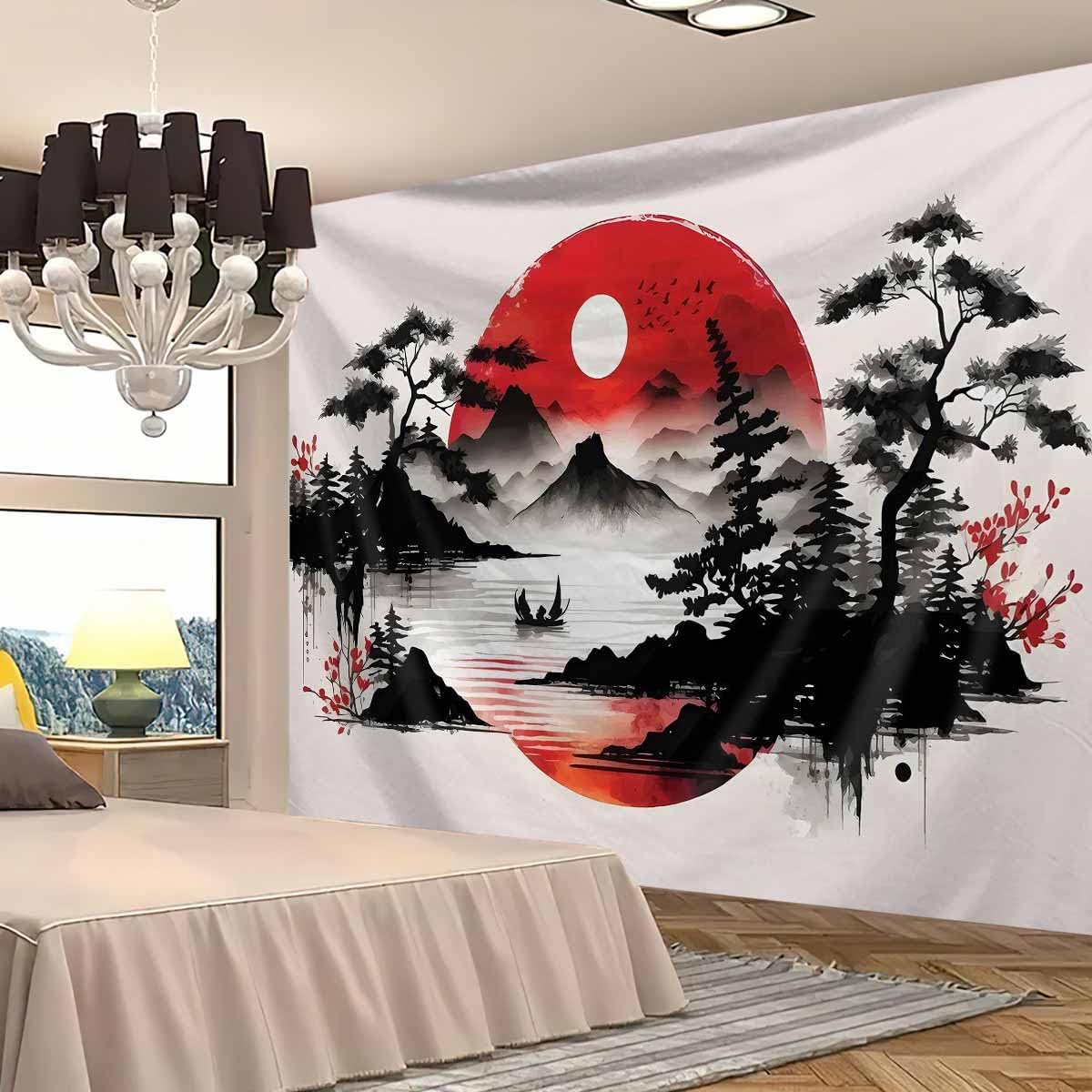 일본 산 풍경 태피스트리 벽화 아시아 선 스타일 태양  - Home Decor Zen Style 리뷰 및 가격