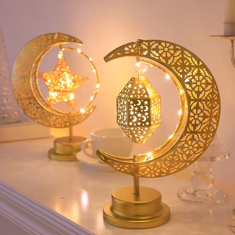 라마단 LED 야간 조명 회전하는 철제 달과 별 이드  - Home Decor Ramadan 리뷰 및 가격