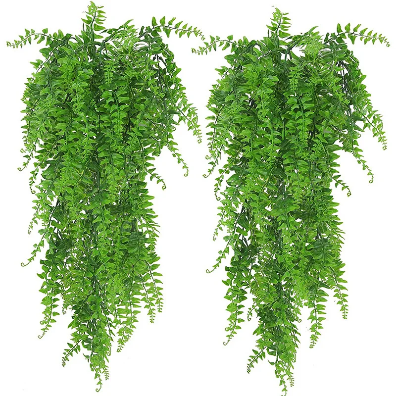 인공 매달려 식물 32 인치 가짜 보스턴 펀 플라스틱  - Rattan Plant Basket 리뷰 및 가격