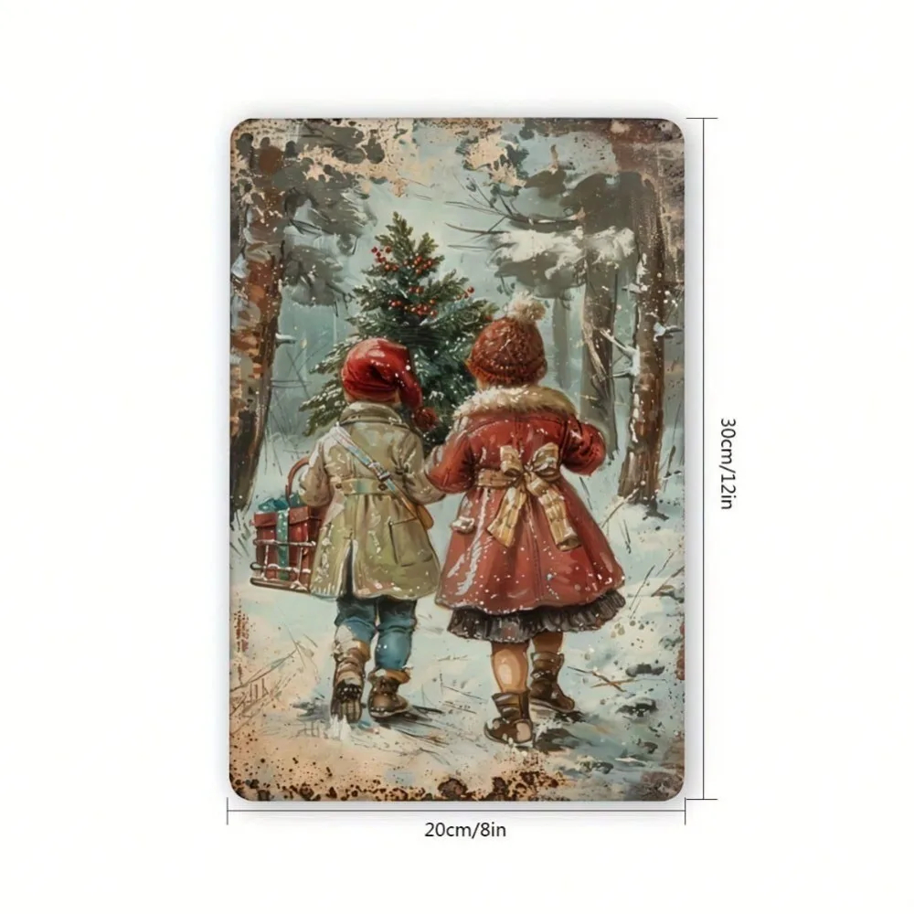 빈티지 크리스마스 금속 간판 8x12인치 - 레트로한  - Home Decor Location 리뷰 및 가격