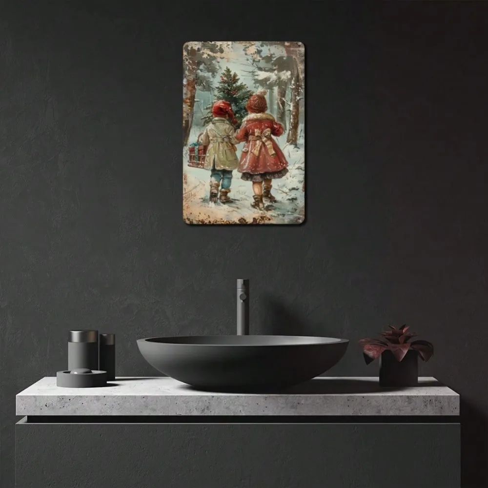 빈티지 크리스마스 금속 간판 8x12인치 - 레트로한  - Home Decor Location 리뷰 및 가격