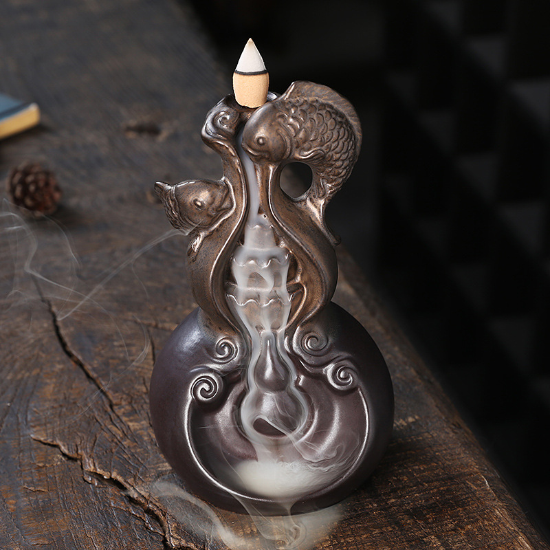 세라믹 조롱박 역류향로 중국 스타일의 풍요의 상징, 선 - Home Decor Zen Style 리뷰 및 가격